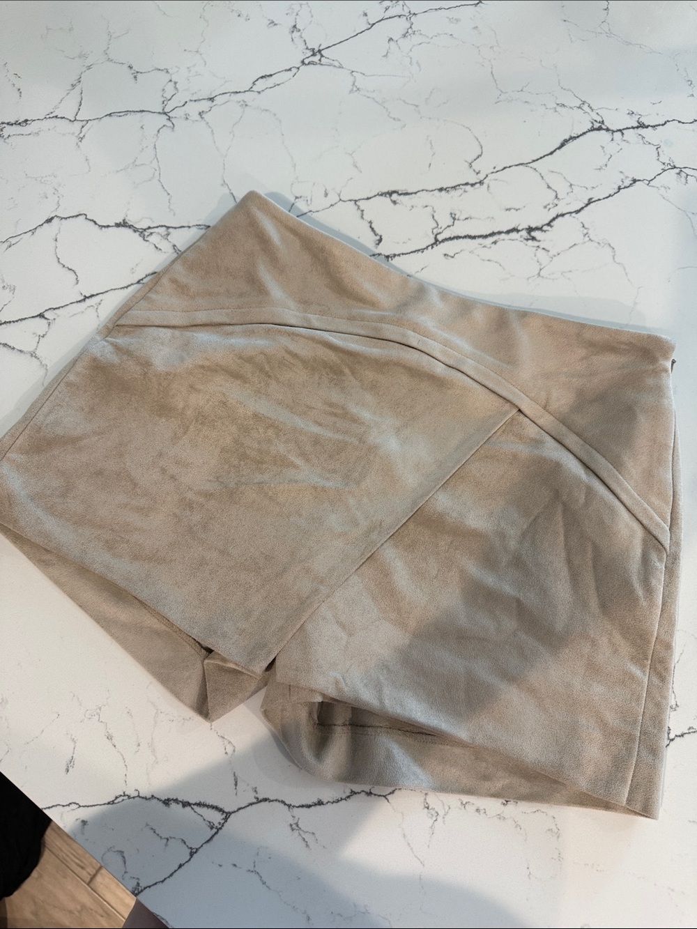 BCBGMaxAzria Taupe Faux-Suede Wrap Skort